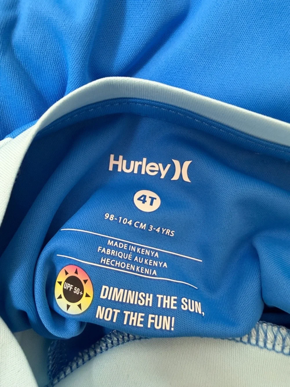 NWT Set Hurley UPF 50+ Blue Shark Short Sleeve Rash Guard Swim Shorts
